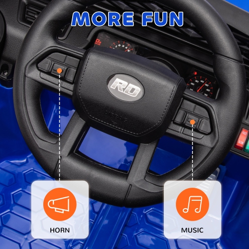 Camion porteur 12 V de Qaba, voiture électrique pour enfants avec télécommande, portes ouvertes, suspension à ressort, 3 vitesses, klaxon USB,