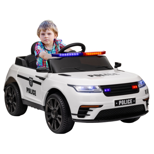 Voiture électrique à batterie 7&nbsp;Ah 12&nbsp;V de Qaba pour enfants, jouet porteur de police avec sirène, télécommande, 4 roues à suspension à