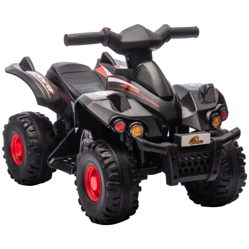 Qaba 6V Kids ATV Quad, 4 Wheeler Battery Powerd Electric Vehicle for Kids with Music, Forward, for Boys Girls Toddlers Ages 2-6 Years, Black
