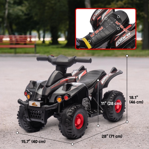 Qaba 6V Kids ATV Quad, 4 Wheeler Battery Powerd Electric Vehicle for Kids with Music, Forward, for Boys Girls Toddlers Ages 2-6 Years, Black