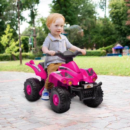 Qaba 6V 4.5A Kids ATV Quad, 4 Wheeler Electric Toddler Car Ride on Toys with MP3, Music, TF Card Slot, Gift for Boys Girls Ages 2-6 Years, Pink
