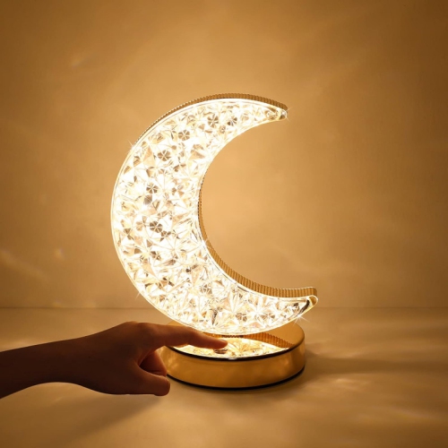 YOULIGHTS  Moon Lamp, Decorative Table Lamp, Cute Night Light, 3 Color Mode Rechargeable, Dimmable Cordless Touch Lamp for Kids Room, Bedroom, As