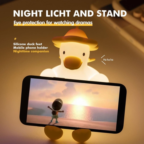 YOULIGHTS Hat Duck Night Light, Cute Lamp, Rechargeable LED Touch Lamp, Dimmable Silicone Bedside Lamp with 30 Minutes Timer and USB for Baby