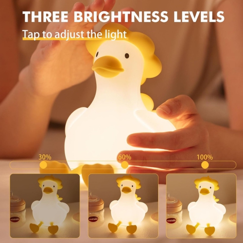 YOULIGHTS Hat Duck Night Light, Cute Lamp, Rechargeable LED Touch Lamp, Dimmable Silicone Bedside Lamp with 30 Minutes Timer and USB for Baby