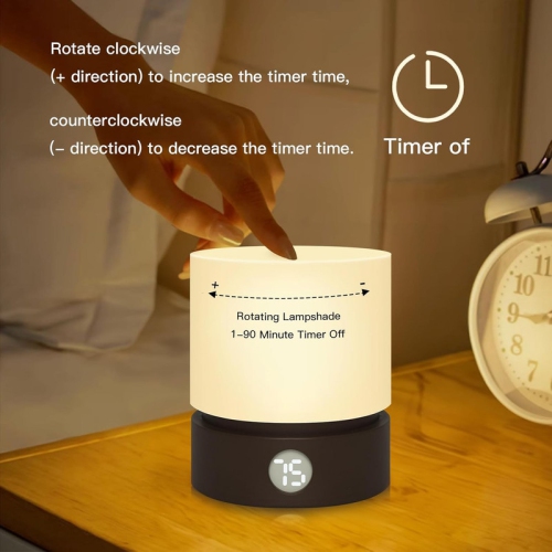 YOULIGHTS Small Table Lamp, Portable Dimmable Night Light with Timer for Kids 3000k Warm Led Light, Small Bedside Lamps for Bedroom Living Room