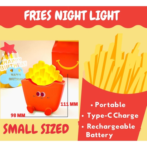 YOULIGHTS Children's bedroom night light, LED charging lamp, dimmable cute night light, French fries children's gift suitable for baby bedside