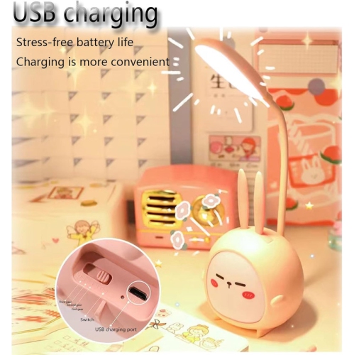 YOULIGHTS Cute Night Light, Portable Mini Rabbit LED Table Lamp, Foldable USB Rechargeable, Suitable for Reading Lamp, Bedroom, Study Room and