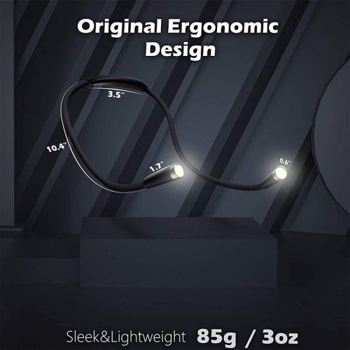 YOULIGHTS LED Neck Light Eye Protection Book Light, Reading Light with 3 Brightness Levels, Rechargeable Bendable Arm, Suitable for Knitting,
