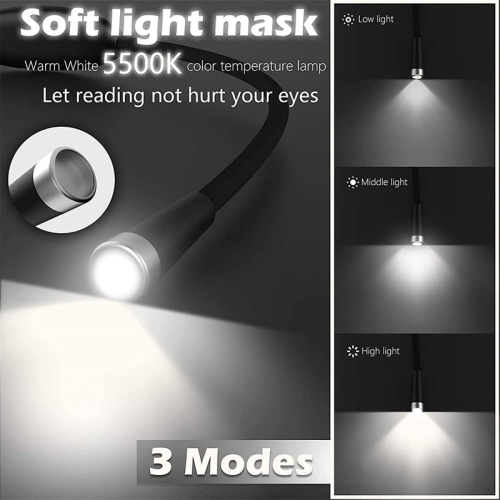 YOULIGHTS LED Neck Light Eye Protection Book Light, Reading Light with 3 Brightness Levels, Rechargeable Bendable Arm, Suitable for Knitting,
