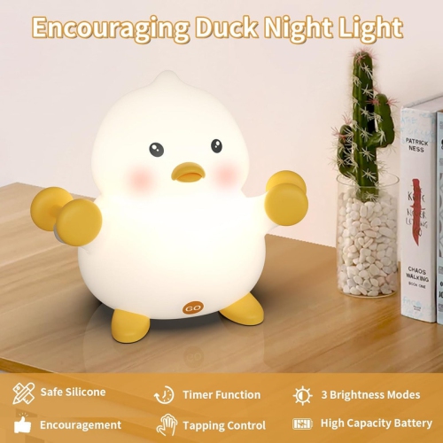 YOULIGHTS Duck Night Light, Cute Light for Kids, Soft Toddler Night Light, 3-Level Dimmable Rechargeable , 30 Minutes Timer Silicone Baby Night