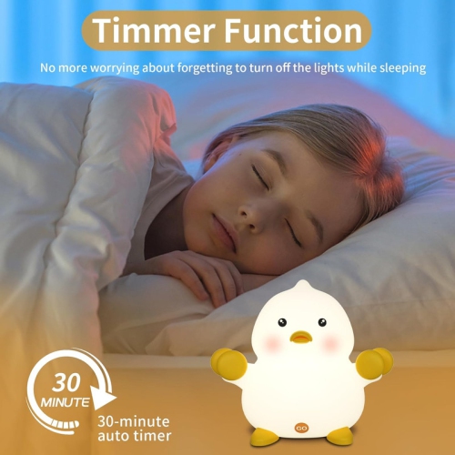 YOULIGHTS Duck Night Light, Cute Light for Kids, Soft Toddler Night Light, 3-Level Dimmable Rechargeable , 30 Minutes Timer Silicone Baby Night