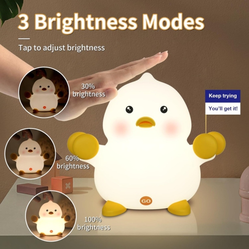 YOULIGHTS Duck Night Light, Cute Light for Kids, Soft Toddler Night Light, 3-Level Dimmable Rechargeable , 30 Minutes Timer Silicone Baby Night