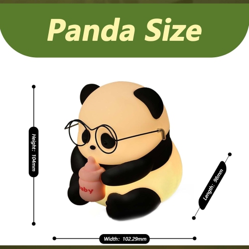 YOULIGHTS Panda Night Light, Rechargeable Silicone Glasses Panda Squishy Cute Lamp,3 Level Dimmable Touch Baby Night Light, Bedside Lamp for