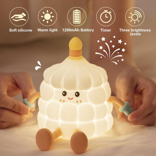 YOULIGHTS Cake Night Light,Cute Lamp, Soft Silicone Touchable Lamp with 30 Minutes Timer & USB,Rechargeable Dimmable Bedside Lamp for Kid Bedroom