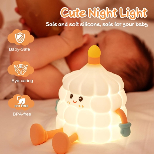 YOULIGHTS Cake Night Light,Cute Lamp, Soft Silicone Touchable Lamp with 30 Minutes Timer & USB,Rechargeable Dimmable Bedside Lamp for Kid Bedroom