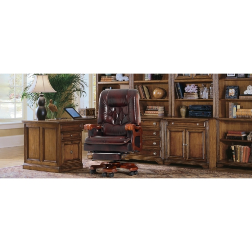 Kinnls Evan Massage Office Chair with Footrest,Genuine Leather Managerial Executive Chair Fully Reclining with Solid Wood Handrail