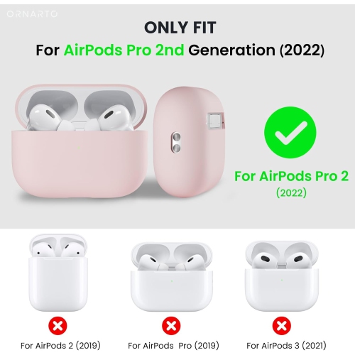 ORNARTO for AirPods Pro 2 Case, Protective Liquid Silicone Case Cover for AirPods Pro 2nd Generation with Lanyard Soft Skin Front LED Visible