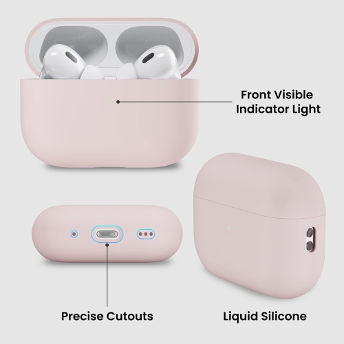 ORNARTO for AirPods Pro 2 Case, Protective Liquid Silicone Case Cover for AirPods Pro 2nd Generation with Lanyard Soft Skin Front LED Visible