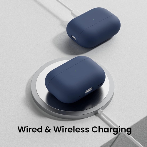 ORNARTO pour étui AirPods Pro 2, étui protecteur en silicone liquide pour AirPods Pro 2nd génération avec cordon Étui souple en silicone visible à