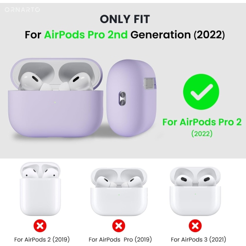ORNARTO for AirPods Pro 2 Case, Protective Liquid Silicone Case Cover for AirPods Pro 2nd Generation with Lanyard Soft Skin Front LED Visible