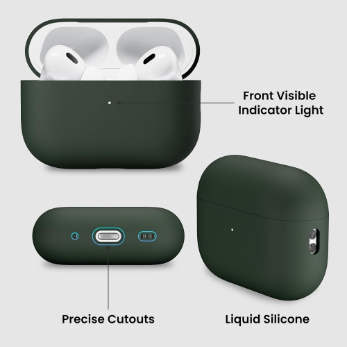 ORNARTO for AirPods Pro 2 Case, Protective Liquid Silicone Case Cover for AirPods Pro 2nd Generation with Lanyard Soft Skin Front LED Visible