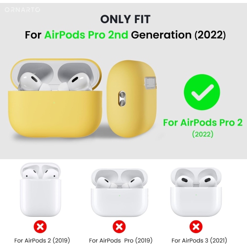 ORNARTO for AirPods Pro 2 Case, Protective Liquid Silicone Case Cover for AirPods Pro 2nd Generation with Lanyard Soft Skin Front LED Visible