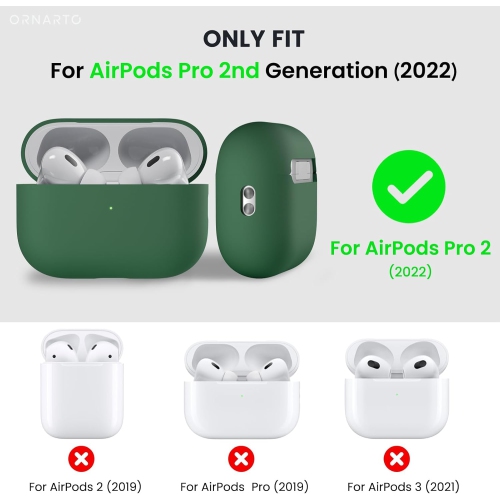 ORNARTO for AirPods Pro 2 Case, Protective Liquid Silicone Case Cover for AirPods Pro 2nd Generation with Lanyard Soft Skin Front LED Visible