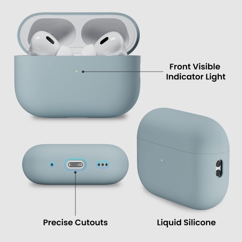 ORNARTO for AirPods Pro 2 Case, Protective Liquid Silicone Case Cover for AirPods Pro 2nd Generation with Lanyard Soft Skin Front LED Visible