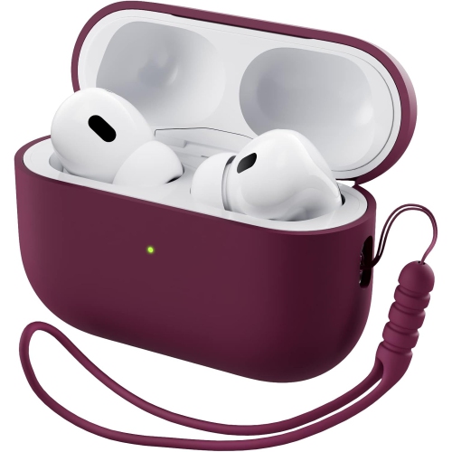 ORNARTO for AirPods Pro 2 Case, Protective Liquid Silicone Case Cover for AirPods Pro 2nd Generation with Lanyard Soft Skin Front LED Visible