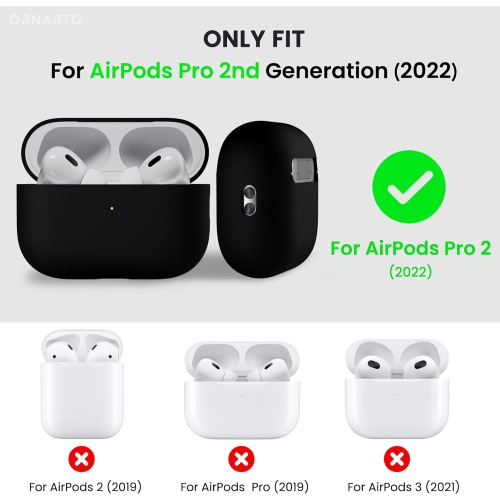 ORNARTO for AirPods Pro 2 Case, Protective Liquid Silicone Case Cover for AirPods Pro 2nd Generation with Lanyard Soft Skin Front LED Visible