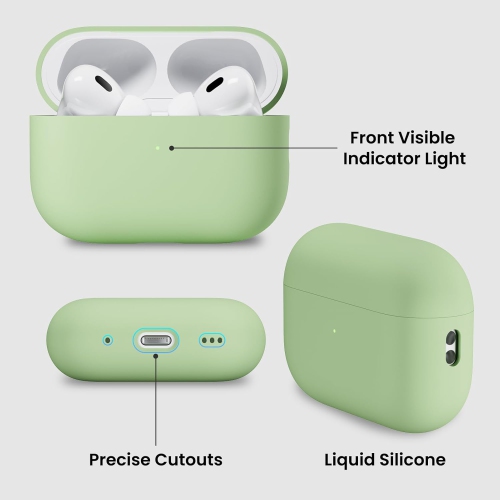 ORNARTO pour étui AirPods Pro 2, étui protecteur en silicone liquide pour AirPods Pro 2nd génération avec étui en silicone souple à DEL visible pour