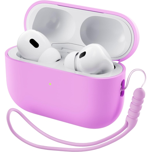 ORNARTO  for Airpods Pro 2 Case (2022), Protective Liquid Silicone Case Cover for Airpods Pro 2Nd Generation \w Lanyard Soft Skin Front Led Visible