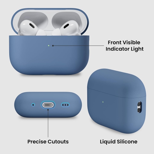 ORNARTO for AirPods Pro 2 Case, Protective Liquid Silicone Case Cover for AirPods Pro 2nd Generation with Lanyard Soft Skin Front LED Visible