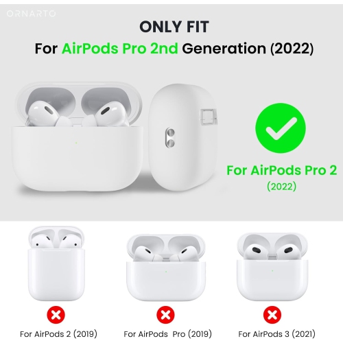 ORNARTO for AirPods Pro 2 Case, Protective Liquid Silicone Case Cover for AirPods Pro 2nd Generation with Lanyard Soft Skin Front LED Visible