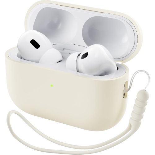 ORNARTO  for Airpods Pro 2 Case (2022), Protective Liquid Silicone Case Cover for Airpods Pro 2Nd Generation w Lanyard Soft Skin Front Led Visible