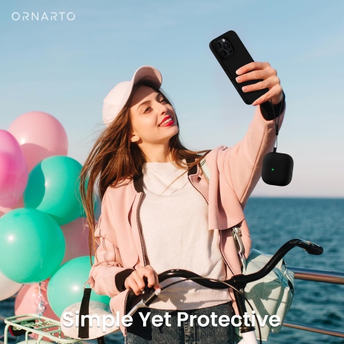 ORNARTO pour AirPods 4th génération d'étui, étui protecteur en silicone liquide pour AirPods 4th génération avec cordon Étui souple en silicone