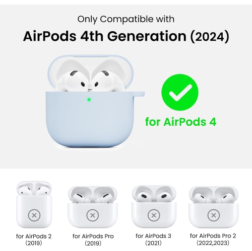 ORNARTO for AirPods 4th Generation Case, Protective Liquid Silicone Case Cover for AirPods 4th Generation with Lanyard Soft Skin Front LED Visible