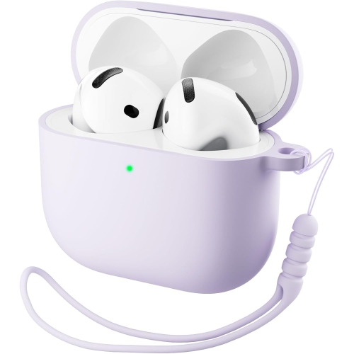 Image 1 de 7.. ORNARTO pour AirPods 4th génération d'étui, étui protecteur en silicone liquide pour AirPods 4th génération avec cordon Étui souple en silicone