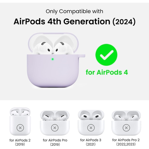 ORNARTO for AirPods 4th Generation Case(2024), Protective Liquid Silicone Case Cover for AirPods 4th Generation with Lanyard Soft Skin Front LED