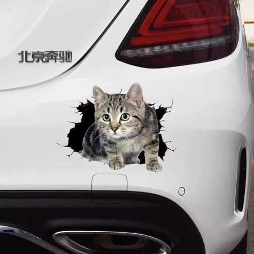 Autocollant voiture 3D simulation Cute Cat rayures pour couvrir l'autocollant corps
