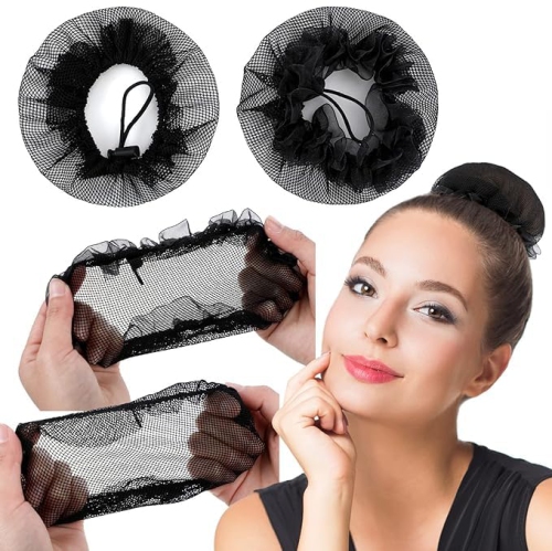 10pcs Black Bun Hair Nets Stretch Reusable Elastic Mesh Bun Cover Ballerina Dancer Bank Clerk