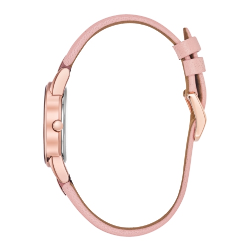 Montre pour femmes Axiom Eco-Drive 30 mm de Citizen avec boîtier en acier inoxydable rose doré et bracelet en cuir rose avec cadran argenté