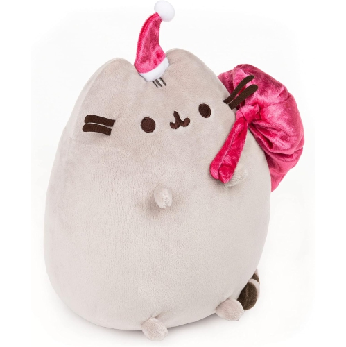 GUND Santa Claws Pusheen Holiday Plush Stuffed Animal Cat, Gray and Pink, 9.5