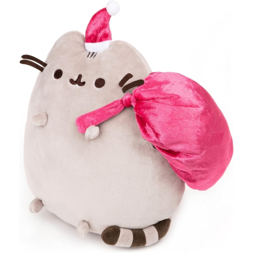 GUND Santa Claws Pusheen Holiday Plush Stuffed Animal Cat, Gray and Pink, 9.5
