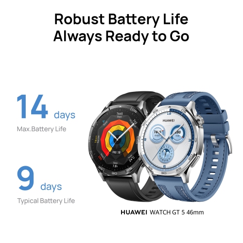 HUAWEI WATCH GT 5 46mm Smartwatch, up to 14 Days Battery Life, All new Running and Cycling Sports Smart Watch, Sharp Edged Design, Health Tracking,