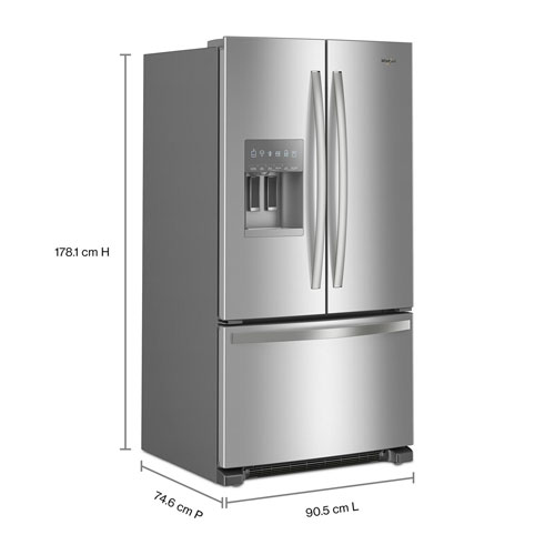 Whirlpool 36" 24.7 Cu. Ft. French Door Refrigerator with Water & Ice Dispenser - Stainless Steel