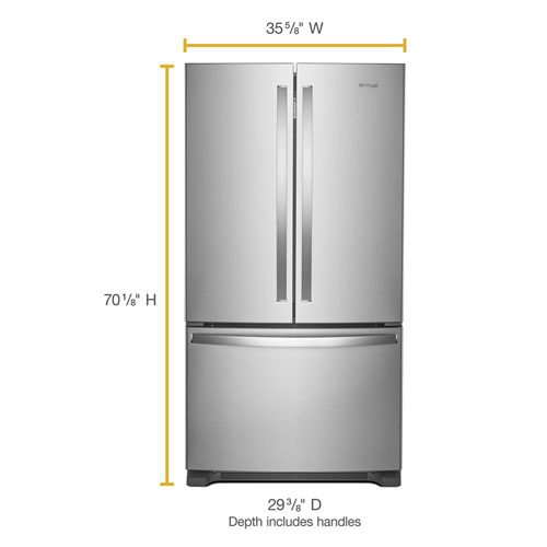 Whirlpool 36" 20 Cu. Ft. French Door Refrigerator with Water Dispenser - Stainless Steel