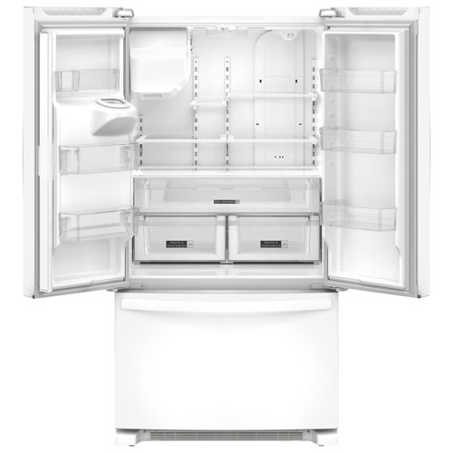 Réfrigérateur deux portes 24,7 pi³ 36 po, distributeur glaçons/eau de Whirlpool - Blanc