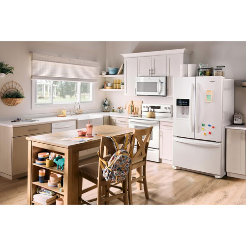 Réfrigérateur deux portes 24,7 pi³ 36 po, distributeur glaçons/eau de Whirlpool - Blanc