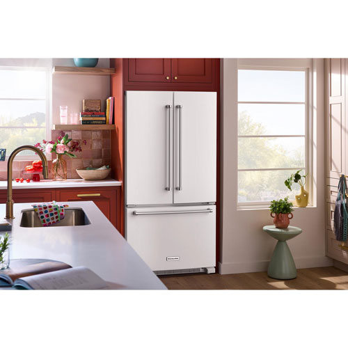 KitchenAid 36" 20 Cu. Ft. French Door Refrigerator with Water Dispenser - White